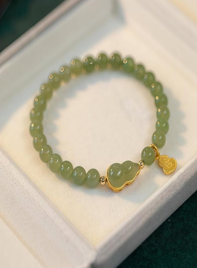 Chiorgone Hetian Jade Gourd Bracelet - Lucky Stretch Jade Bracelet for Wealth, Health, Success, Longevity, Protection & Fortune - Prosperity Jewelry for Career & Positive Energy - Image 2
